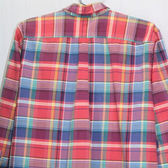 Ralph Lauren Shirt 2XB Big Red Green Purple Plaid Flesh Pony Cotton Long Sleeve - Picture 5 of 6